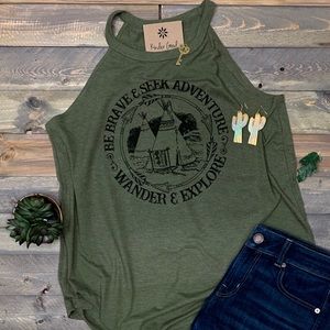Hi-neck tank top